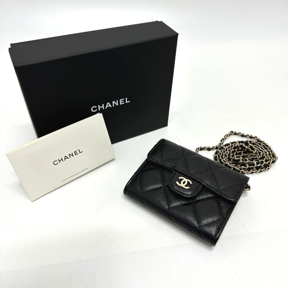 CHANEL Black Caviar Skin Matelasse Pochette Wallet/Coin Case AP0238 - Picture 13 of 13